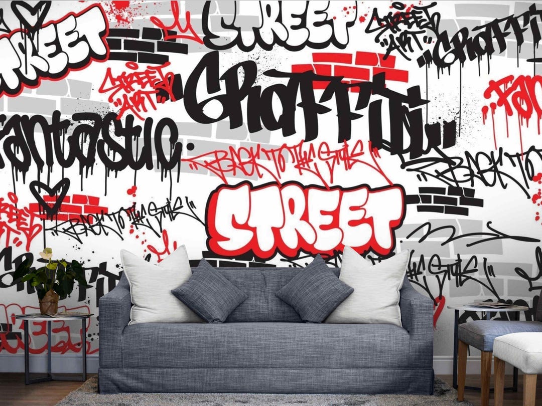 Graffiti Street Art Wallpaper Mural – Peel and Stick, Teen Room Decor ...