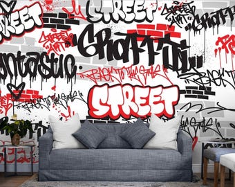 Graffiti Street Art Wallpaper Mural – Peel and Stick, Teen Room Decor