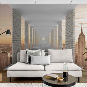 Realistic 3D Wallpaper Mural Wall Covering – Empire State View Peel and Stick or Textured 3d Wallpaper for Living Room or Hallway Wall