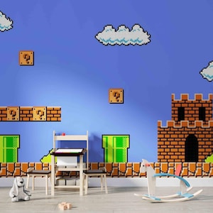 gaming room wallpaper, game wall mural, peel and stick mural, retro games cover wallpaper, peel and stick game wallpaper, gamer wallpaper