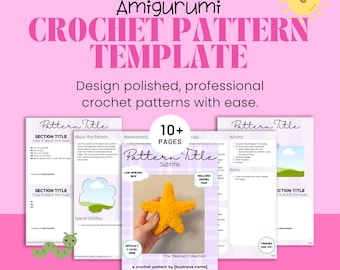 Amigurumi Crochet Pattern Template Bundle | 10+ Canva Editable Designer Layouts for Digital Download