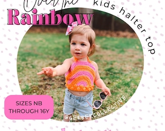 Kids Rainbow Halter Top Crochet Pattern – Size-Inclusive, No-Sew Summer Tank (PDF Download)