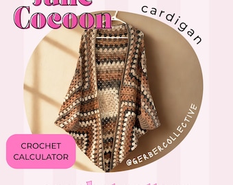 Customizable June Cocoon Cardigan Crochet Pattern with Size Calculator - No-Sew PDF Download