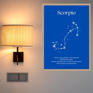 Impresión digital de la constelación de Escorpio - Póster del signo zodiacal - Arte mural astrológico minimalista (descarga instantánea)