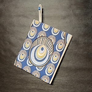 Bolso de mano moderno con diseño de ojo malvado, monedero de tela de gobelino azul, bolsa con cremallera de tapiz turco, pulsera con amuleto protector, regalo bohemio de Turquía.