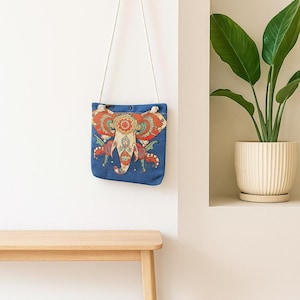 Boho Elephant Tote Bag – Gobelin Tapestry Fabric Handmade Bag from Türkiye – Colorful Elephant Print Purse, Bag for Shoulder
