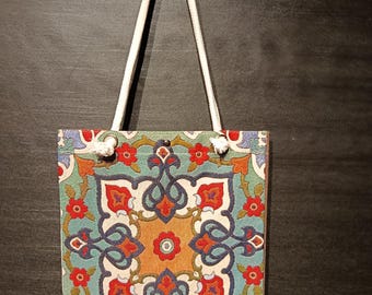 Handmade Floral Tote Bag: Organic Cotton Shoulder Bag