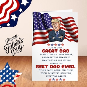 La plus belle des cartes pour papa, croyez-moi ! - Tarjeta Humour Trump Día del Padre Descargable