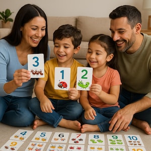 Modelos educativos de números com tema de insetos para crianças