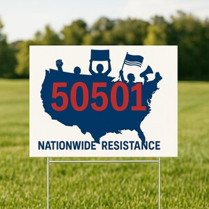 Panneau de garage 50501 - Panneau de protestation de la résistance dans tout le pays - Décoration de pelouse politique carte des États-Unis - Mouvement des 50 États - Panneau de garage militant
