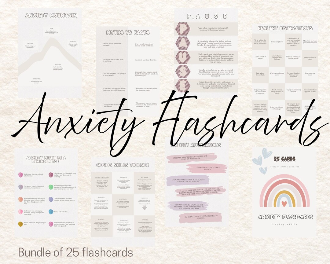 Anxiety Flashcards | Bundle of 25 | Tips and Tricks | Coping Skills ...