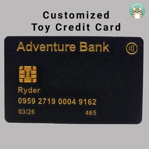 Personalized Toy Credit Card - Pick your name, number, bank name and more!