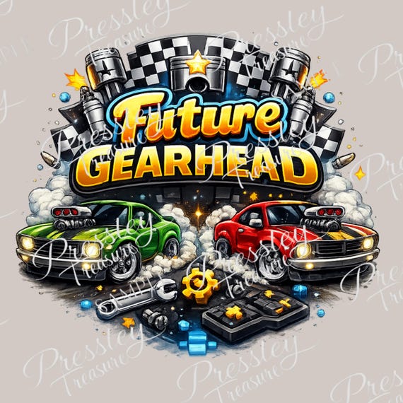Future Gearhead Dtf PNG, Kids Racing Shirt Design, Muscle Car Boy PNG, Little Racer Graphic,  Sublimation Png, Baby Png, Drag Racing Kid PNG