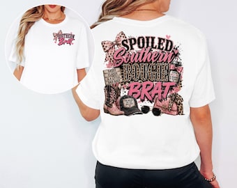 Southern Brat PNG, Spoiled Southern Bougie Brat PNG, Coquette Cowgirl DTF Transfer, Pink Leopard Western Shirt Design, Digital Download