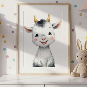 Farm Animal Goat Wall Art Print Perfect for Child&#39;s Nursery Bedroom or Playroom Decor Digital Download