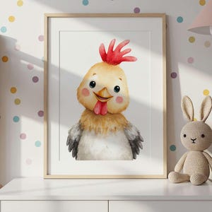 Chicken Farm Animal Wall Art Print Perfect for Child&#39;s Nursery Bedroom or Playroom Decor Digital Download