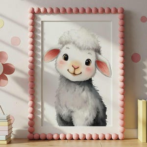 Farm Animal Sheep Wall Art Print Perfect for Child&#39;s Nursery Bedroom or Playroom Decor Digital Download