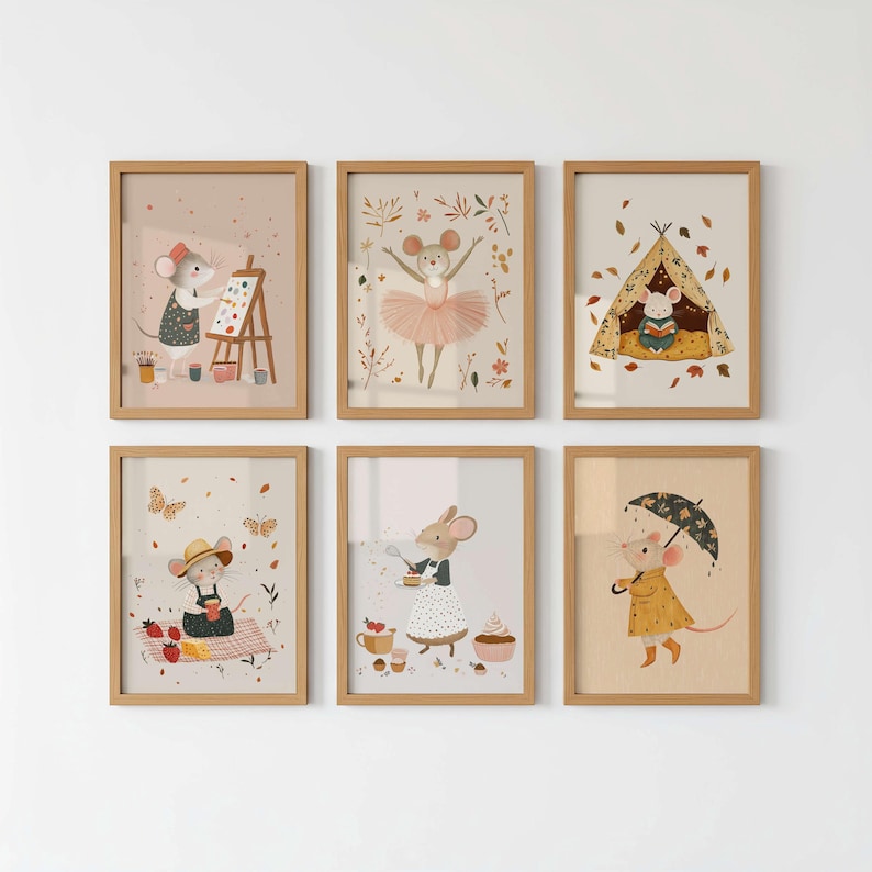 Rainy Day Mouse Art Print | Whimsical Nursery Decor (Digital Download) image 6