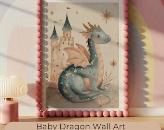 Drache Kinderzimmer Dekor | Baby Drachen Kinderzimmer Kunst | Drachen Kinderzimmer Wand Kunst | Fantasy Schloss Druck | Kinderzimmer Dekor Digitaler Download