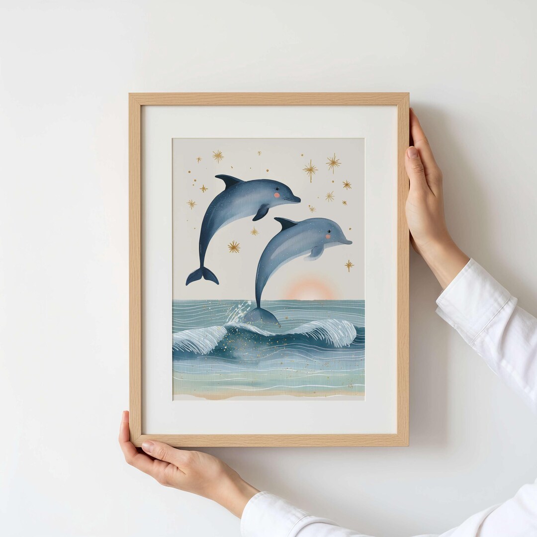 Watercolor Dolphin Nursery Art Print | Ocean Animal Décor (digital ...