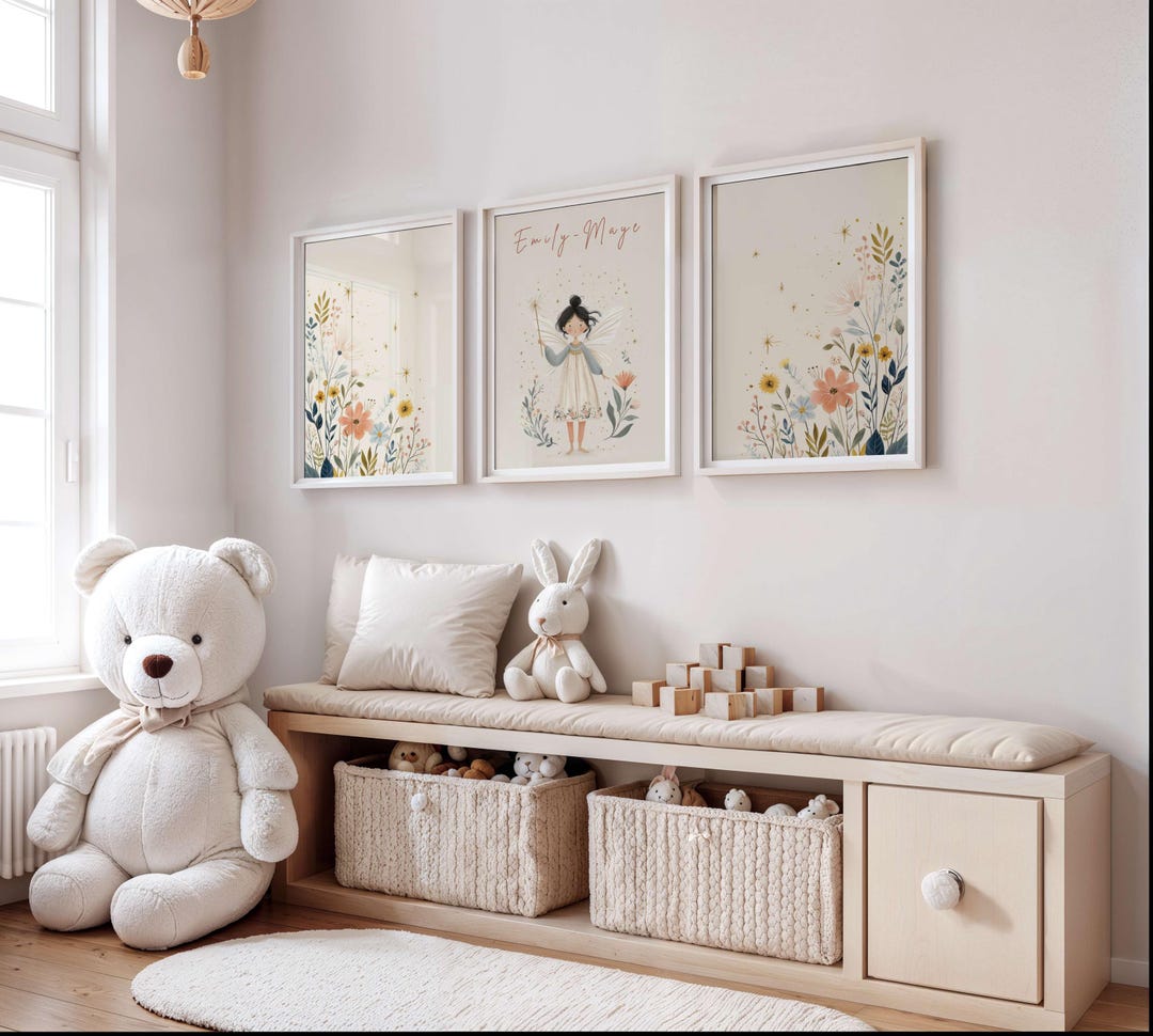 Personalized Fairy Nursery Print Set | Floral Wall Art (digital ...