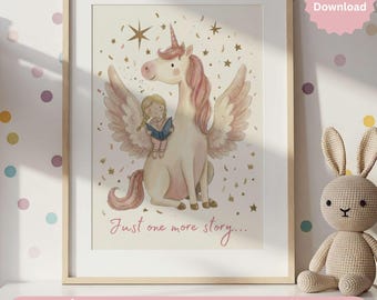 Einhorn Kinderzimmer Dekor digitaler Download, Einhorn Wand Kunst Mädchen, Märchen-Kinderzimmer-Druck, Mädchen-Schlafzimmer Wandkunst, Prinzessin Kinderzimmer Wandkunst