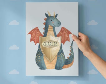 Personalisierter Drache-Kinderzimmer-Druck | Skurril Junge Zimmer Dekor (Digitaler Download)