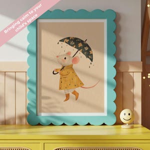 Rainy Day Mouse Art Print | Whimsical Nursery Decor (Digital Download) image 2