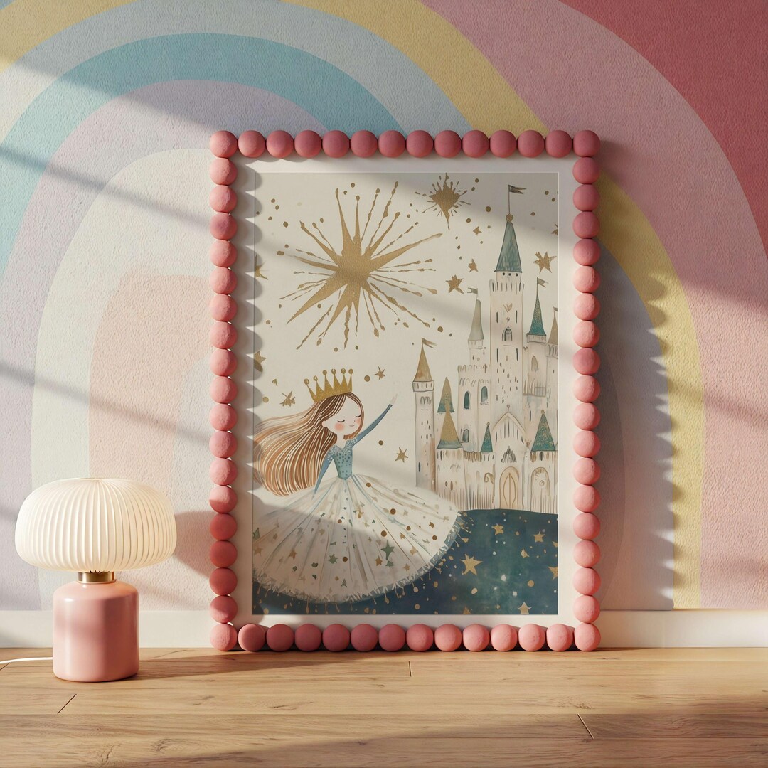 Fairy Tale Princess and Castle Wall Art Print Magical Nursery Bedroom ...
