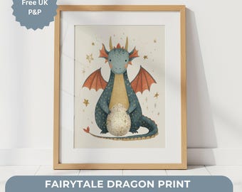 Baby Dragon Print, Whimsical Nursery Wall Art