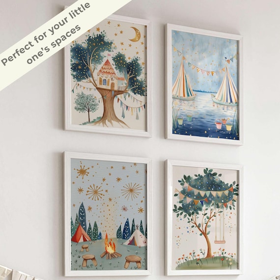 キッズウォールアート4点セット、子供部屋やプレイルームに最適な 