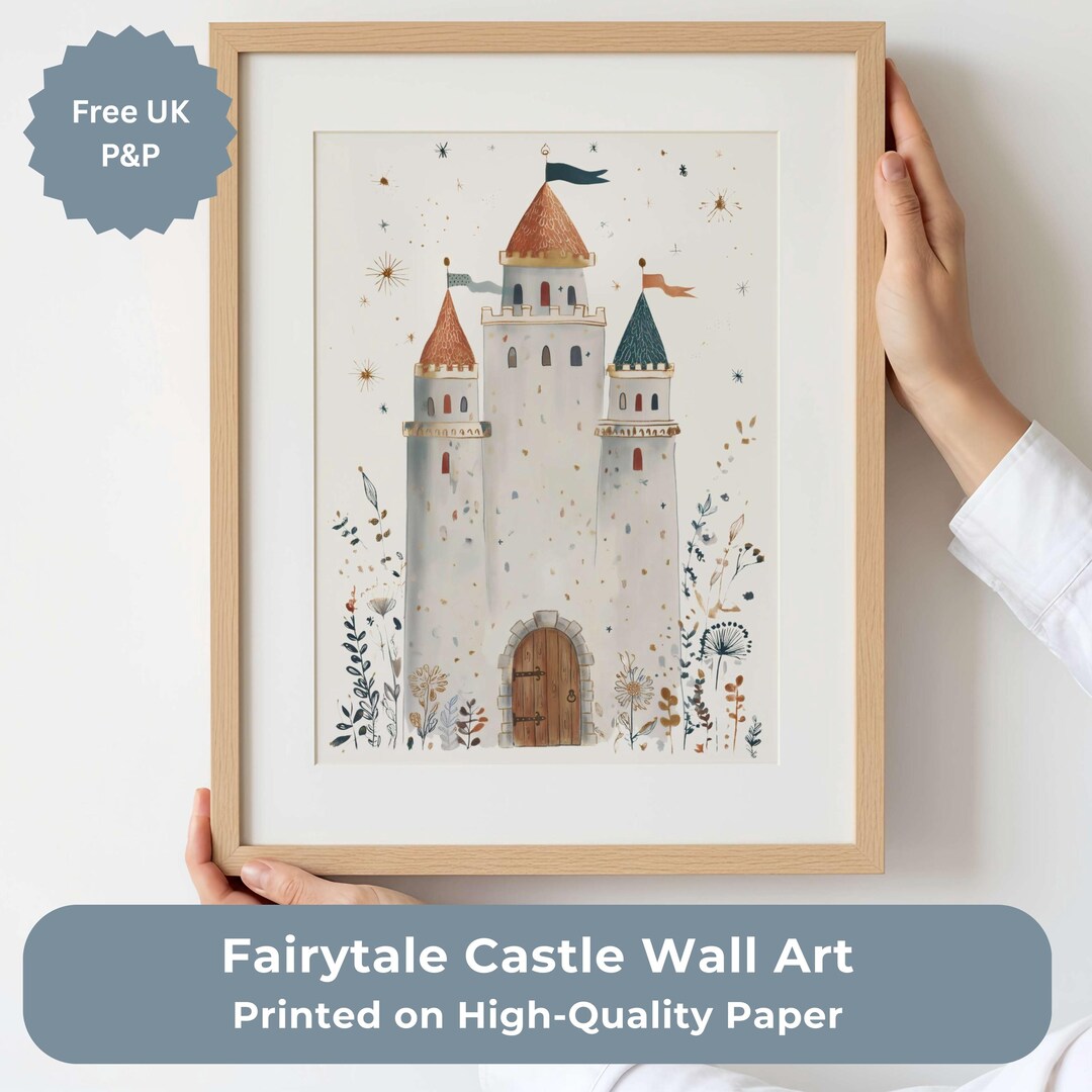 Fairytale Castle Nursery Wall Art Print, Storybook Castle Kids Room ...
