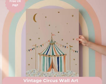 Vintage Circus Tent Print, Storybook Nursery Wall Art