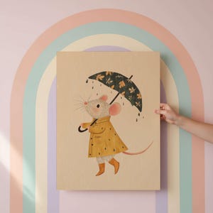 Rainy Day Mouse Art Print | Whimsical Nursery Decor (Digital Download) image 3