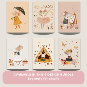 Rainy Day Mouse Art Print | Whimsical Nursery Decor (Digital Download) image 11