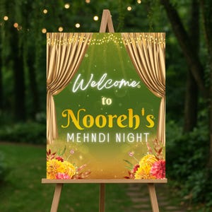 Editable Mehndi Welcome Sign: Indian Wedding Decor (Digital Download)
