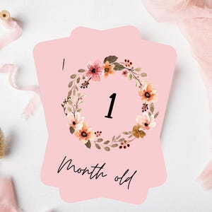 Cartes florales d'étape importante de bébé - cartes d'étape importante de bébé fille - cartes d'étape mensuelles imprimables