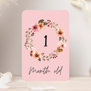 Floral Baby Milestone Cards: Girl Photo Props (Digital Download)