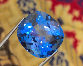 Santa Maria Blue Aquamarine Gemstone: 31 Ct VVS Cushion Cut