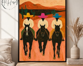Southwestern Cowboy Art Print: Modern Western Horse Painting (Digital Download)