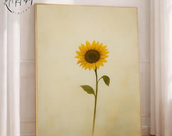 Vintage Sunflower Art Print: Minimalist Farmhouse Decor (Digital Download)