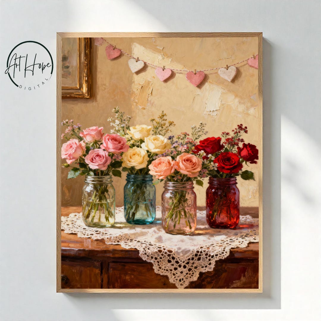 Romantic Floral Wall Art Digital Download Vintage Roses Cottagecore ...