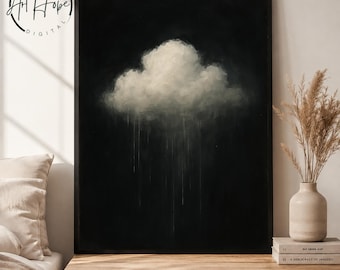 Dark Academia Cloud Print: Moody Gothic Oil Painting (Digital Download)