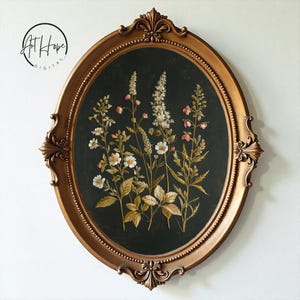 Estampado floral verde oscuro: Arte botánico vintage cottagecore (descarga digital)