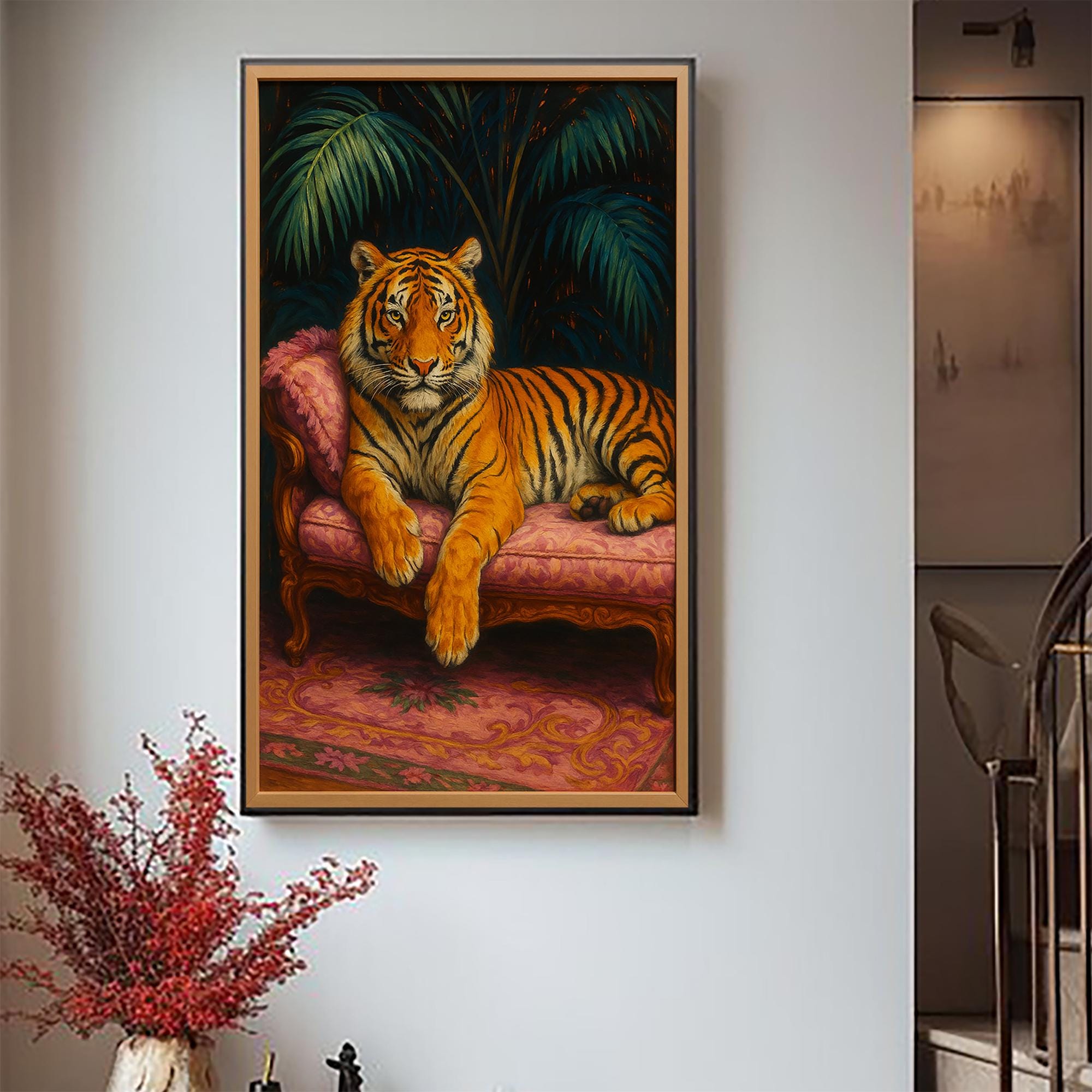 Retro Tiger Art Print | Vintage Tiger on Sofa Wall Art | Fauvist ...