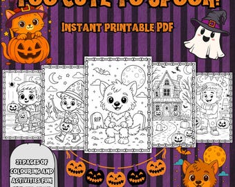 Halloween Coloring & Activity Book: 31 Printable Pages (Digital Download)