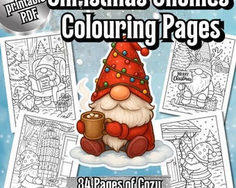 Christmas Gnome Coloring Book – 33 Holiday Activity Pages (PDF Download)
