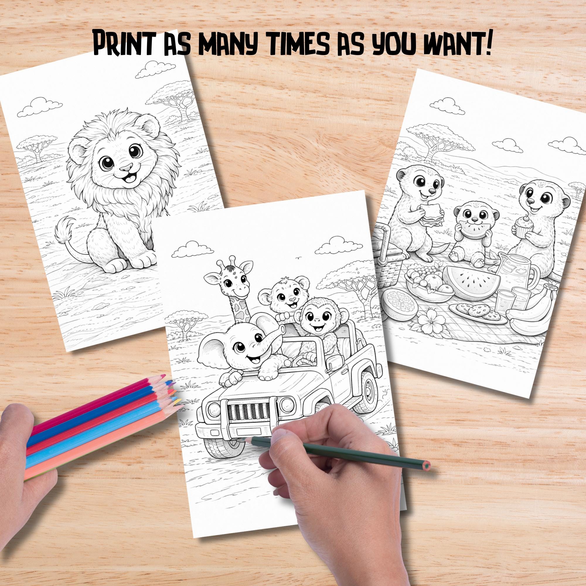 Safari Summer Coloring Pages for Kids | Printable Jungle Animals ...