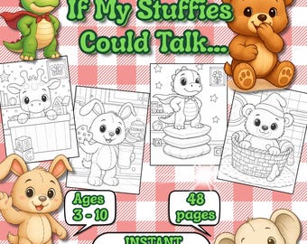 Printable Stuffed Animal Coloring Book: 48 Pages of Kids' Activity Fun (PDF Download)