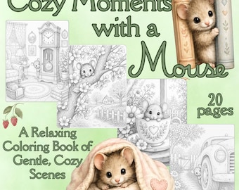 Cozy Mouse Coloring Pages | Cottagecore Scenes, Relaxing Activity (PDF Download)